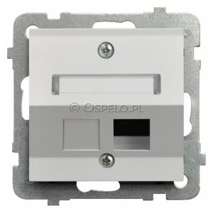 GPK-1GS/p/00 Pokrywa gniazda pojedynczego typu Keystone skośna Biały Ospel As - Widok z przodu