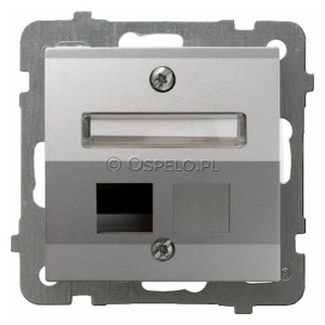 GPK-1GS/p/18 Pokrywa gniazda pojedynczego typu Keystone skośna Srebro Ospel As - Widok z przodu