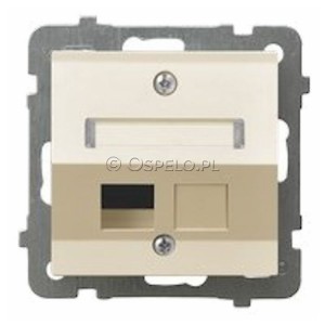 GPK-1GS/p/27 Pokrywa gniazda pojedynczego typu Keystone skośna Ecru Ospel As - Widok z przodu