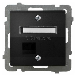 GPK-1GS/p/33 Pokrywa gniazda pojedynczego typu Keystone skośna Czarny Metalik Ospel As - Widok z przodu