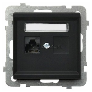 GPK-1R/K/m/33 Gniazdo komputerowe pojedyncze kat. 5e MMC Czarny Metalik Ospel Sonata - Widok z przodu