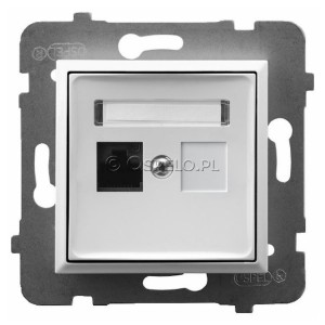 GPK-1U/K/m/00 Gniazdo komputerowe pojedyncze kat. 5e MMC Biały Ospel Aria - Widok z przodu