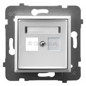 GPK-1U/p/00 Pokrywa gniazda pojedynczego typu Keystone prosta Biały Ospel Aria - Widok z przodu