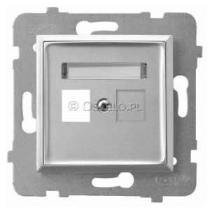 GPK-1U/p/18 Pokrywa gniazda pojedynczego typu Keystone prosta Srebro Ospel Aria - Widok z przodu