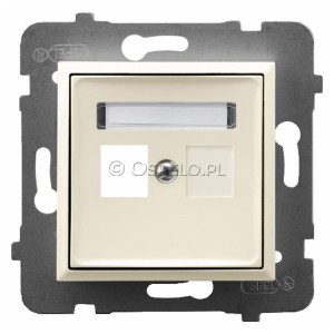 GPK-1U/p/27 Pokrywa gniazda pojedynczego typu Keystone prosta Ecru Ospel Aria - Widok z przodu