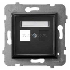 GPK-1U/p/33 Pokrywa gniazda pojedynczego typu Keystone prosta Czarny Metalik Ospel Aria - Widok z przodu