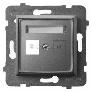 GPK-1U/p/70 Pokrywa gniazda pojedynczego typu Keystone prosta Szary Mat. Ospel Aria - Widok z przodu
