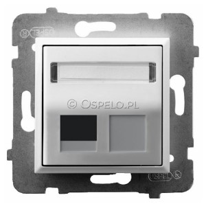 GPK-1US/p/00 Pokrywa gniazda pojedynczego typu Keystone skośna Biały Ospel Aria - Widok z przodu