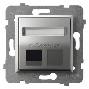 GPK-1US/p/18 Pokrywa gniazda pojedynczego typu Keystone skośna Srebro Ospel Aria - Widok z przodu