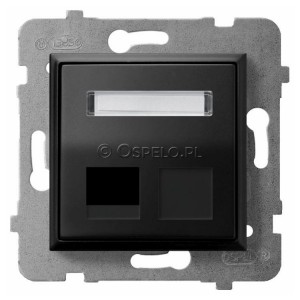GPK-1US/p/33 Pokrywa gniazda pojedynczego typu Keystone skośna Czarny Metalik Ospel Aria - Widok z przodu