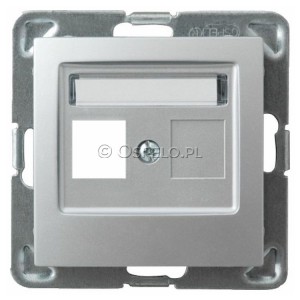 GPK-1Y/p/18 Pokrywa gniazda pojedynczego typu Keystone prosta Srebro Ospel Impresja - Widok z przodu