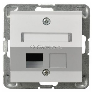 GPK-1YS/p/00 Pokrywa gniazda pojedynczego typu Keystone skośna Biały Ospel Impresja - Widok z przodu