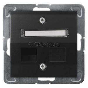 GPK-1YS/p/33 Pokrywa gniazda pojedynczego typu Keystone skośna Czarny Metalik Ospel Impresja - Widok z przodu