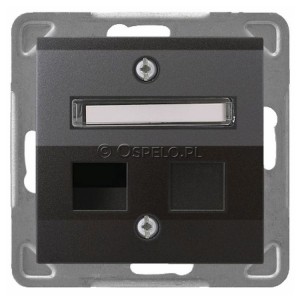 GPK-1YS/p/50 Pokrywa gniazda pojedynczego typu Keystone skośna Antracyt Ospel Impresja - Widok z przodu