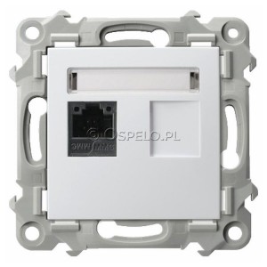 GPK-1Z/K/m/00 Gniazdo komputerowe pojedyncze kat. 5e MMC Biały Ospel Szafir - Widok z przodu