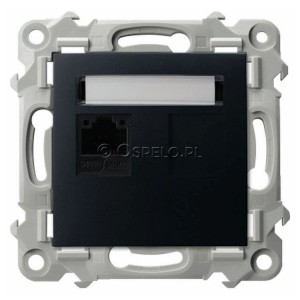 GPK-1Z/K/m/33 Gniazdo komputerowe pojedyncze kat. 5e MMC Czarny Metalik Ospel Szafir - Widok z przodu