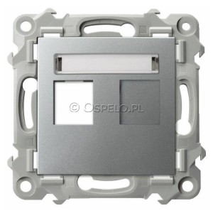 GPK-1Z/p/18 Pokrywa gniazda pojedynczego typu Keystone prosta Srebro Ospel Szafir - Widok z przodu
