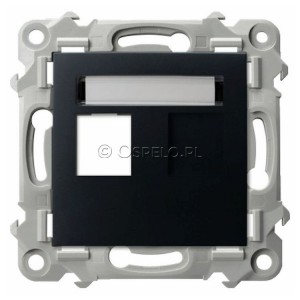 GPK-1Z/p/33 Pokrywa gniazda pojedynczego typu Keystone prosta Czarny Metalik Ospel Szafir - Widok z przodu