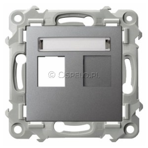 GPK-1Z/p/70 Pokrywa gniazda pojedynczego typu Keystone prosta Szary Mat. Ospel Szafir - Widok z przodu