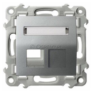 GPK-1ZS/p/18 Pokrywa gniazda pojedynczego typu Keystone skośna Srebro Ospel Szafir - Widok z przodu