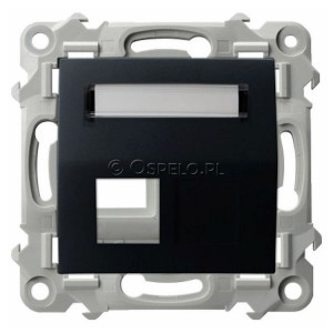 GPK-1ZS/p/33 Pokrywa gniazda pojedynczego typu Keystone skośna Czarny Metalik Ospel Szafir - Widok z przodu