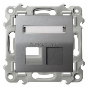 GPK-1ZS/p/70 Pokrywa gniazda pojedynczego typu Keystone skośna Szary Mat. Ospel Szafir - Widok z przodu