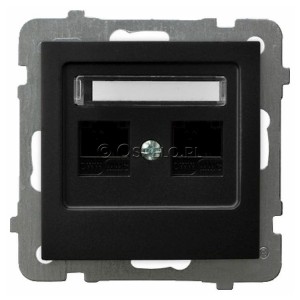 GPK-2G/K/m/33 Gniazdo komputerowe podwójne kat. 5e MMC Czarny Metalik Ospel As - Widok z przodu