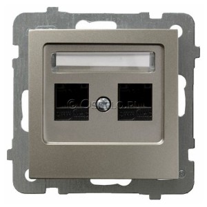 GPK-2G/K/m/45 Gniazdo komputerowe podwójne kat. 5e MMC Satyna Light Ospel As - Widok z przodu