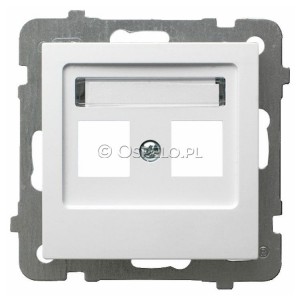 GPK-2G/p/00 Pokrywa gniazda podwójnego typu Keystone prosta Biały Ospel As - Widok z przodu