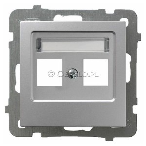 GPK-2G/p/18 Pokrywa gniazda podwójnego typu Keystone prosta Srebro Ospel As - Widok z przodu