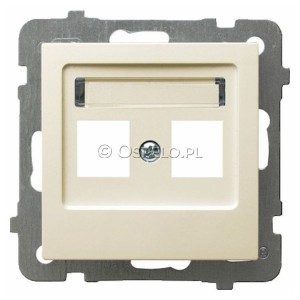 GPK-2G/p/27 Pokrywa gniazda podwójnego typu Keystone prosta Ecru Ospel As - Widok z przodu