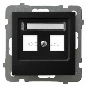 GPK-2G/p/33 Pokrywa gniazda podwójnego typu Keystone prosta Czarny Metalik Ospel As - Widok z przodu