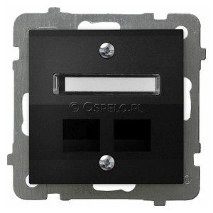 GPK-2GS/p/33 Pokrywa gniazda podwójnego typu Keystone skośna Czarny Metalik Ospel As - Widok z przodu