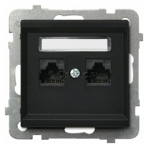 GPK-2R/K/m/33 Gniazdo komputerowe podwójne kat. 5e MMC Czarny Metalik Ospel Sonata - Widok z przodu