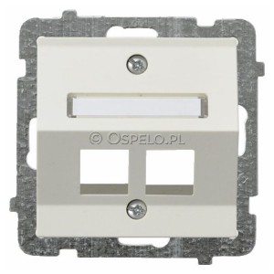 GPK-2RS/p/27 Pokrywa gniazda podwójnego typu Keystone skośna Ecru Ospel Sonata - Widok z przodu