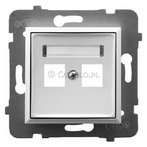 GPK-2U/p/00 Pokrywa gniazda podwójnego typu Keystone prosta Biały Ospel Aria - Widok z przodu