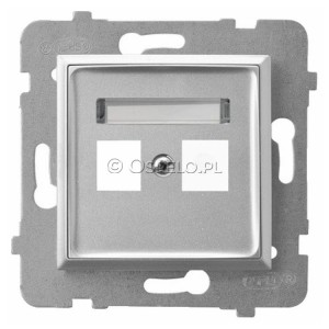 GPK-2U/p/18 Pokrywa gniazda podwójnego typu Keystone prosta Srebro Ospel Aria - Widok z przodu