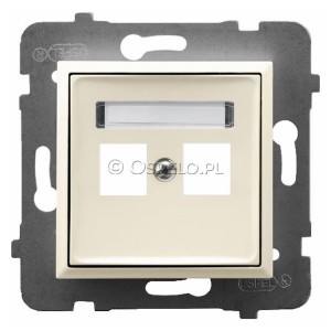GPK-2U/p/27 Pokrywa gniazda podwójnego typu Keystone prosta Ecru Ospel Aria - Widok z przodu