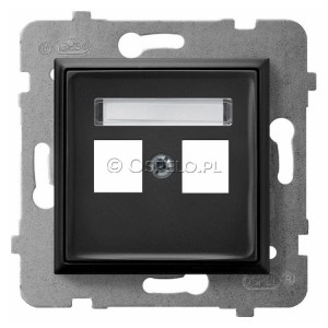 GPK-2U/p/33 Pokrywa gniazda podwójnego typu Keystone prosta Czarny Metalik Ospel Aria - Widok z przodu