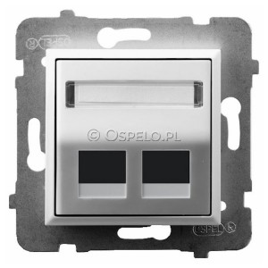 GPK-2US/p/00 Pokrywa gniazda podwójnego typu Keystone skośna Biały Ospel Aria - Widok z przodu