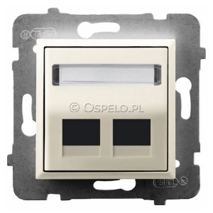 GPK-2US/p/27 Pokrywa gniazda podwójnego typu Keystone skośna Ecru Ospel Aria - Widok z przodu