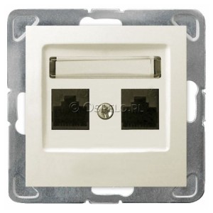 GPK-2Y/K/m/27 Gniazdo komputerowe podwójne kat. 5e MMC Ecru Ospel Impresja - Widok z przodu