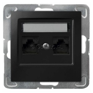 GPK-2Y/K/m/33 Gniazdo komputerowe podwójne kat. 5e MMC Czarny Metalik Ospel Impresja - Widok z przodu