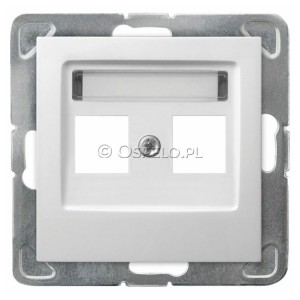 GPK-2Y/p/00 Pokrywa gniazda podwójnego typu Keystone prosta Biały Ospel Impresja - Widok z przodu