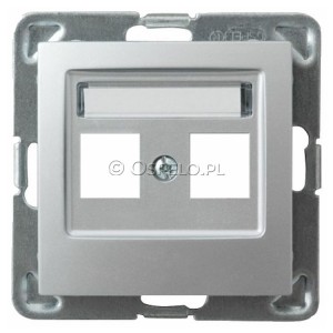 GPK-2Y/p/18 Pokrywa gniazda podwójnego typu Keystone prosta Srebro Ospel Impresja - Widok z przodu