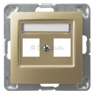 GPK-2Y/p/28 Pokrywa gniazda podwójnego typu Keystone prosta Złoty Metalik Ospel Impresja - Widok z przodu