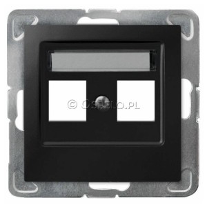 GPK-2Y/p/33 Pokrywa gniazda podwójnego typu Keystone prosta Czarny Metalik Ospel Impresja - Widok z przodu