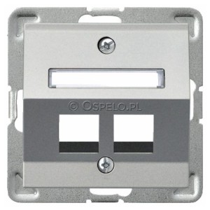 GPK-2YS/p/18 Pokrywa gniazda podwójnego typu Keystone skośna Srebro Ospel Impresja - Widok z przodu