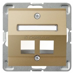 GPK-2YS/p/28 Pokrywa gniazda podwójnego typu Keystone skośna Złoty Metalik Ospel Impresja - Widok z przodu