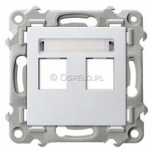 GPK-2Z/p/00 Pokrywa gniazda podwójnego typu Keystone prosta Biały Ospel Szafir - Widok z przodu
